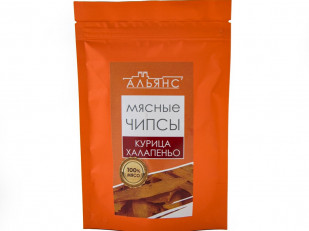 Ухо целое с чесноком (150 гр.): Мясо (АЛЬЯНС) вяленое курица с халапеньо (50 гр)